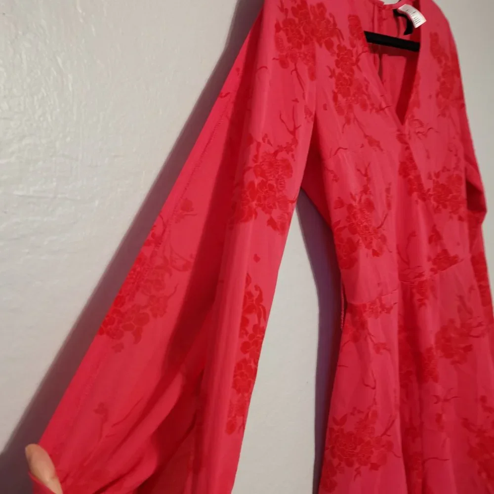 H&M Hot Pink Floral Long Sleeve‎ Romper